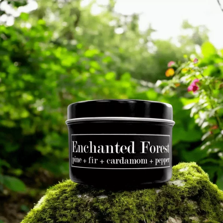 Enchanted Forest Scented 4oz Soy Candle Pine, Fir, Cardamom, Pepper