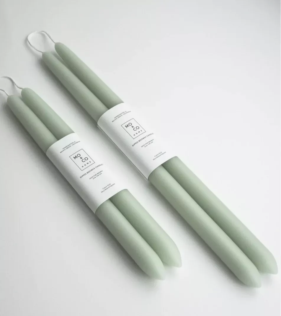 Eucalyptus Beeswax Dipped Taper Candles Set of 2 - 10inch