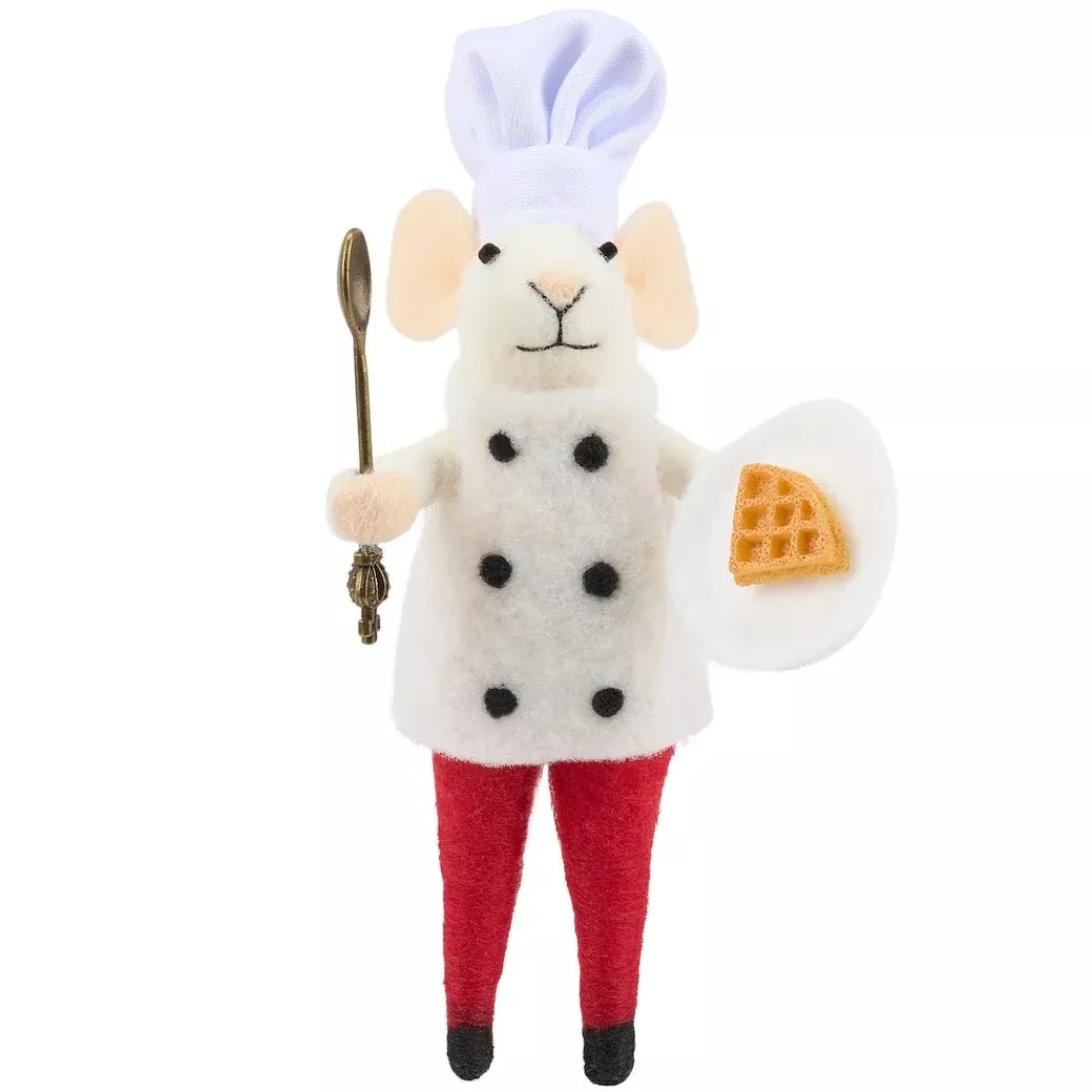 Felt Chef Mouse Critter with Waffle