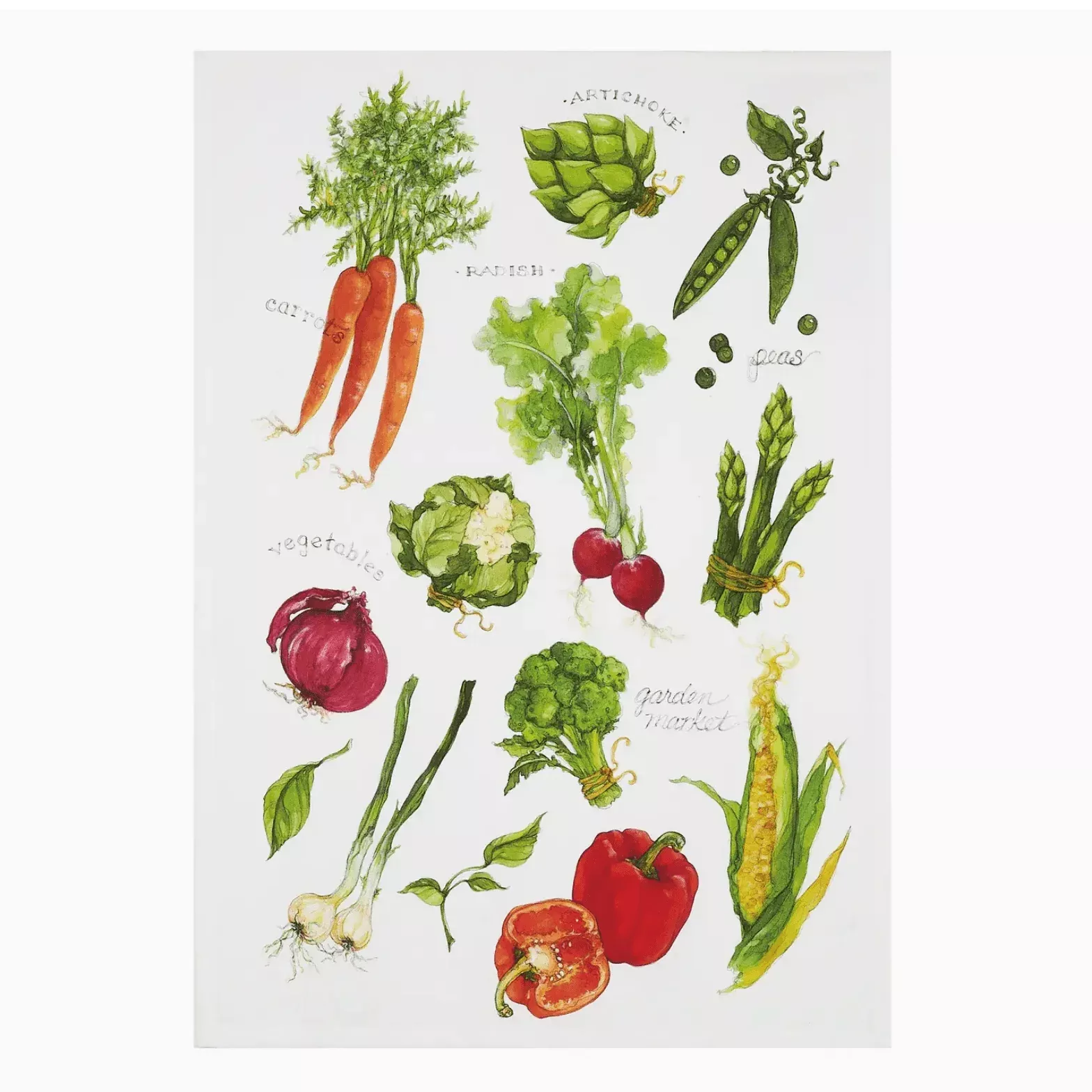 Field Guide Market Veggies Printed Kitchen Towel