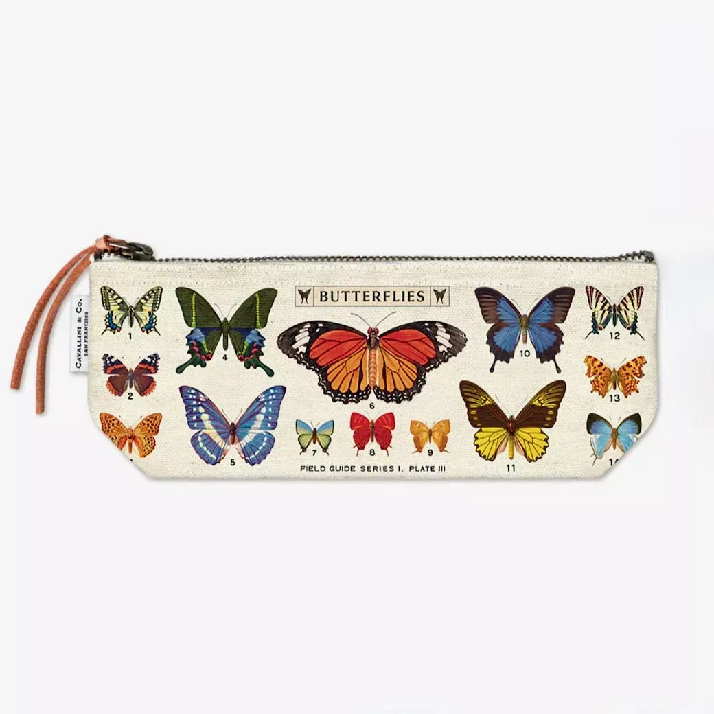 A Field Guide to Butterflies Mini Zippered Canvas Pouch
