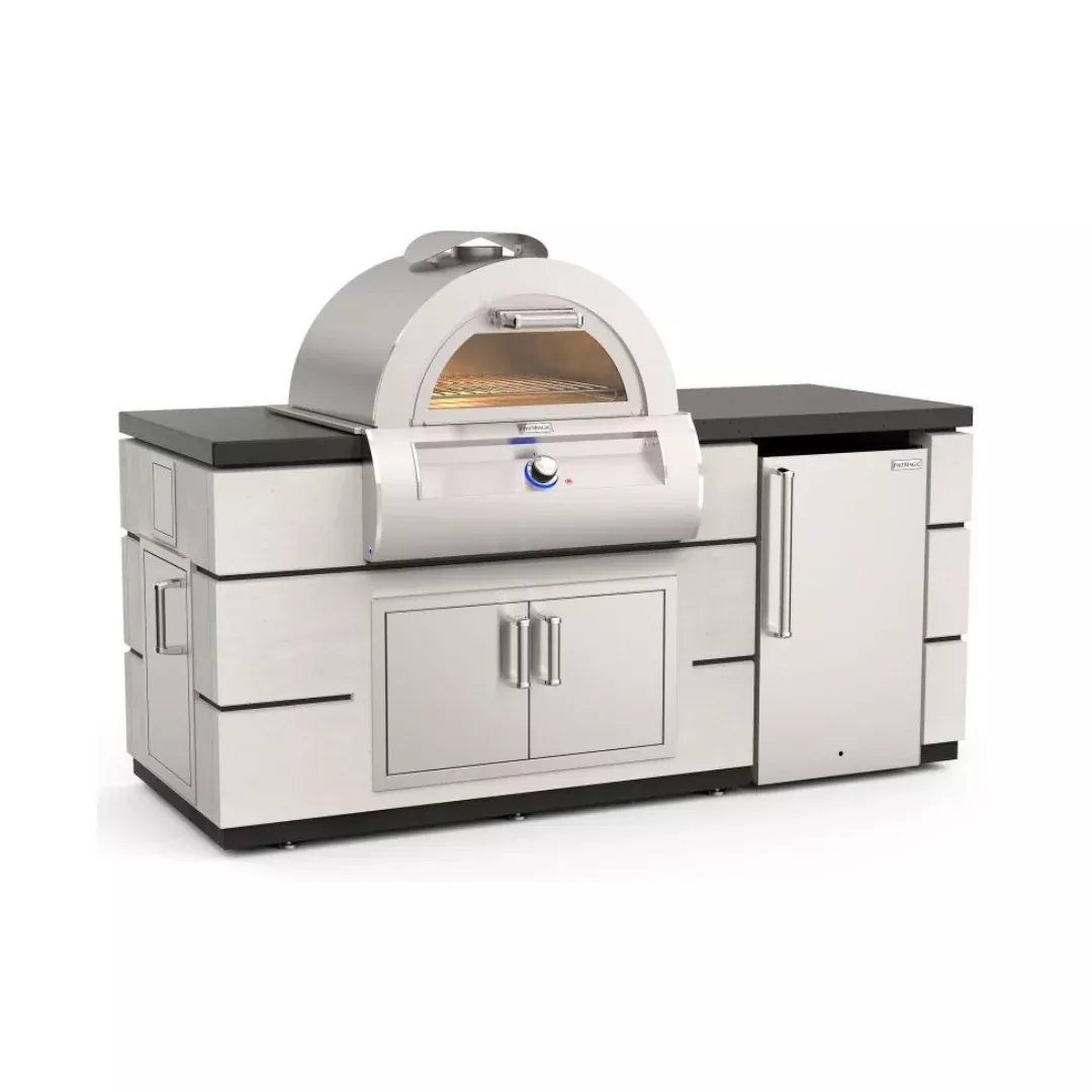 Fire Magic 6-Foot Ready-to-Assemble GFRC Pre-Fab Pizza Oven Island System with Refrigerator Cut-Out - Smoke
