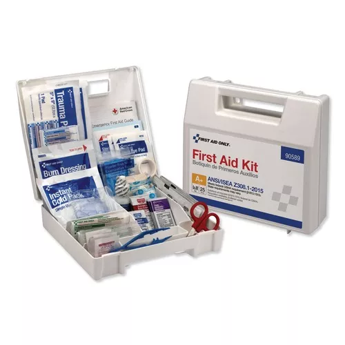 First Aid Only 90589 141-Pieces Plastic Case ANSI 2015 Compliant Class Aplus Type I and II First Aid Kit for 25 People (1-Kit)