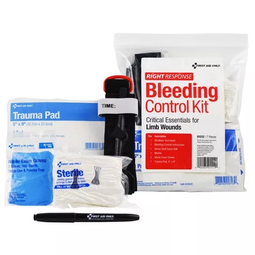First Aid Only 91512 8-Piece Critical Essentials Bleeding Control Kit for Limb Wounds