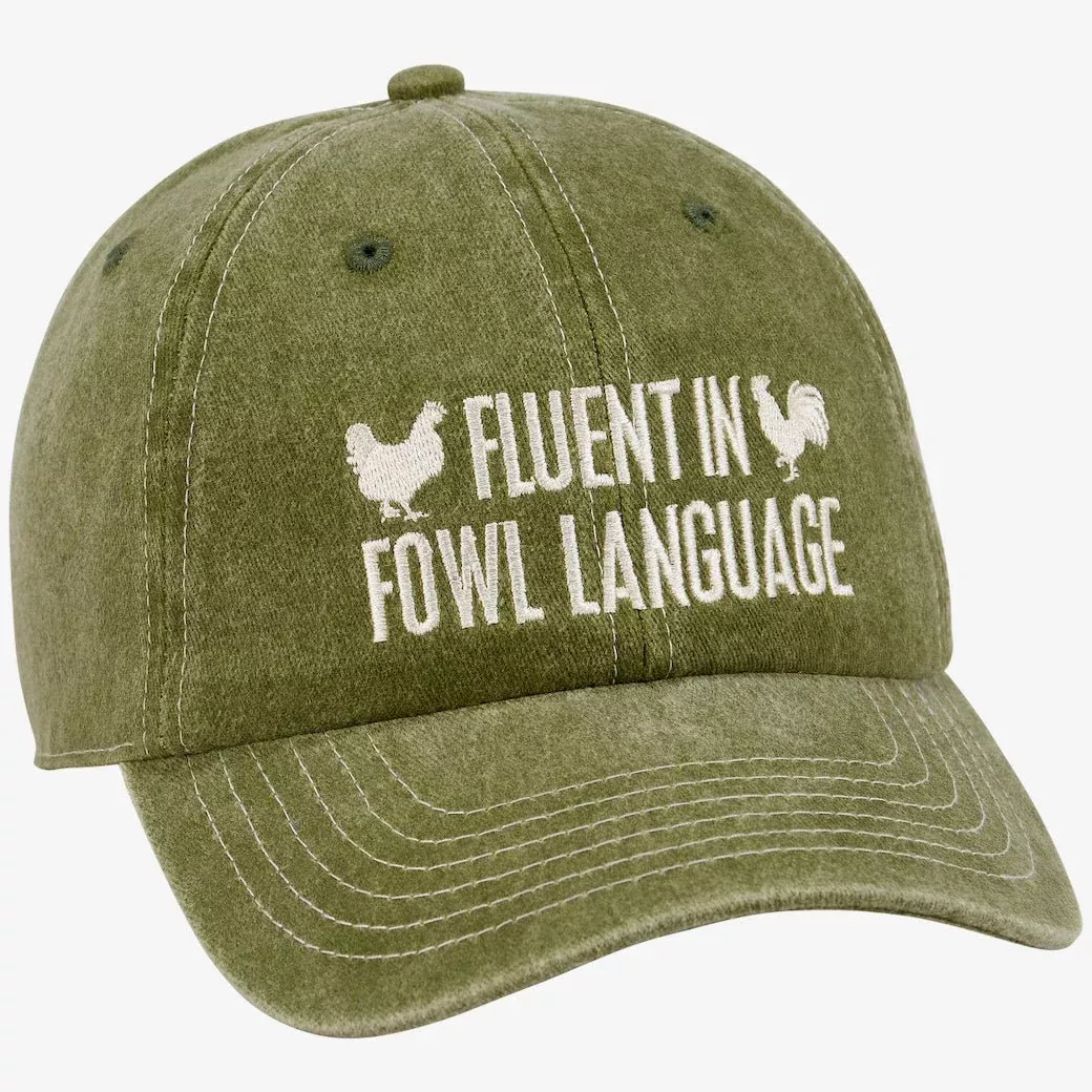 Fluent in Fowl Language Stonewashed Green Ball Cap