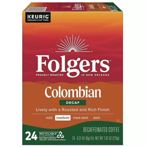 Folgers 5000363988 100% Colombian Decaf Coffee K-Cups (24/Box)