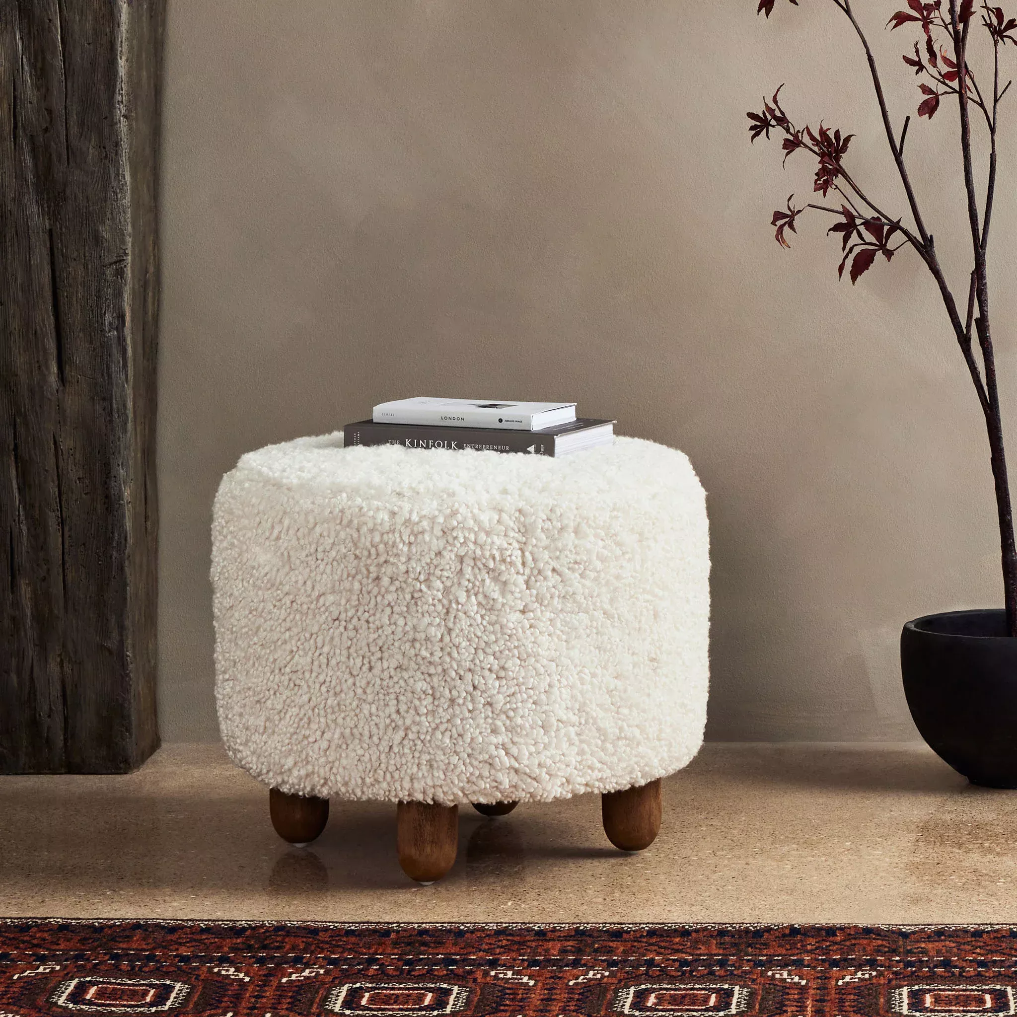 Four Hands Aniston Ottoman in Andes Natural