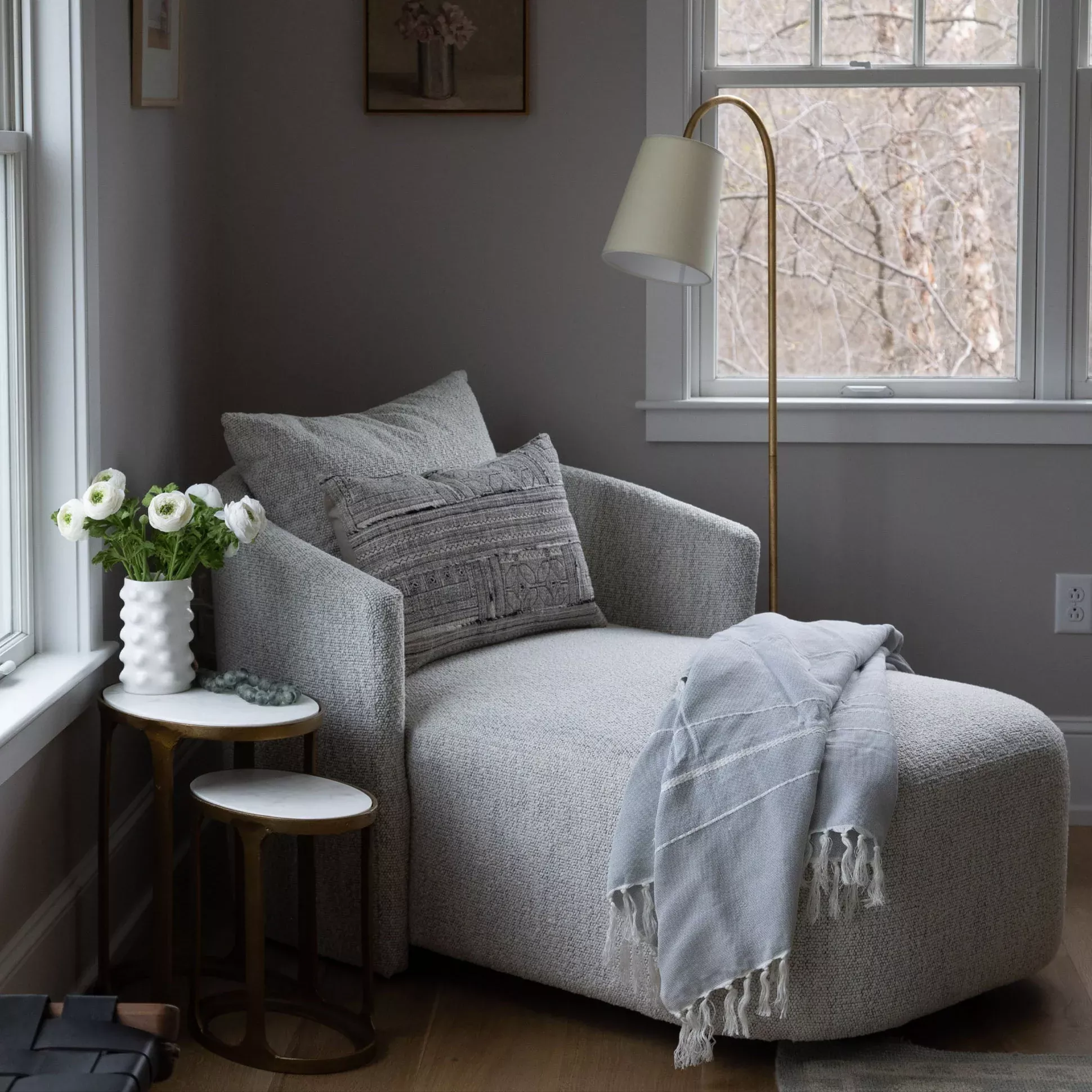 Four Hands Farrah Chaise Lounge in Merino Cotton