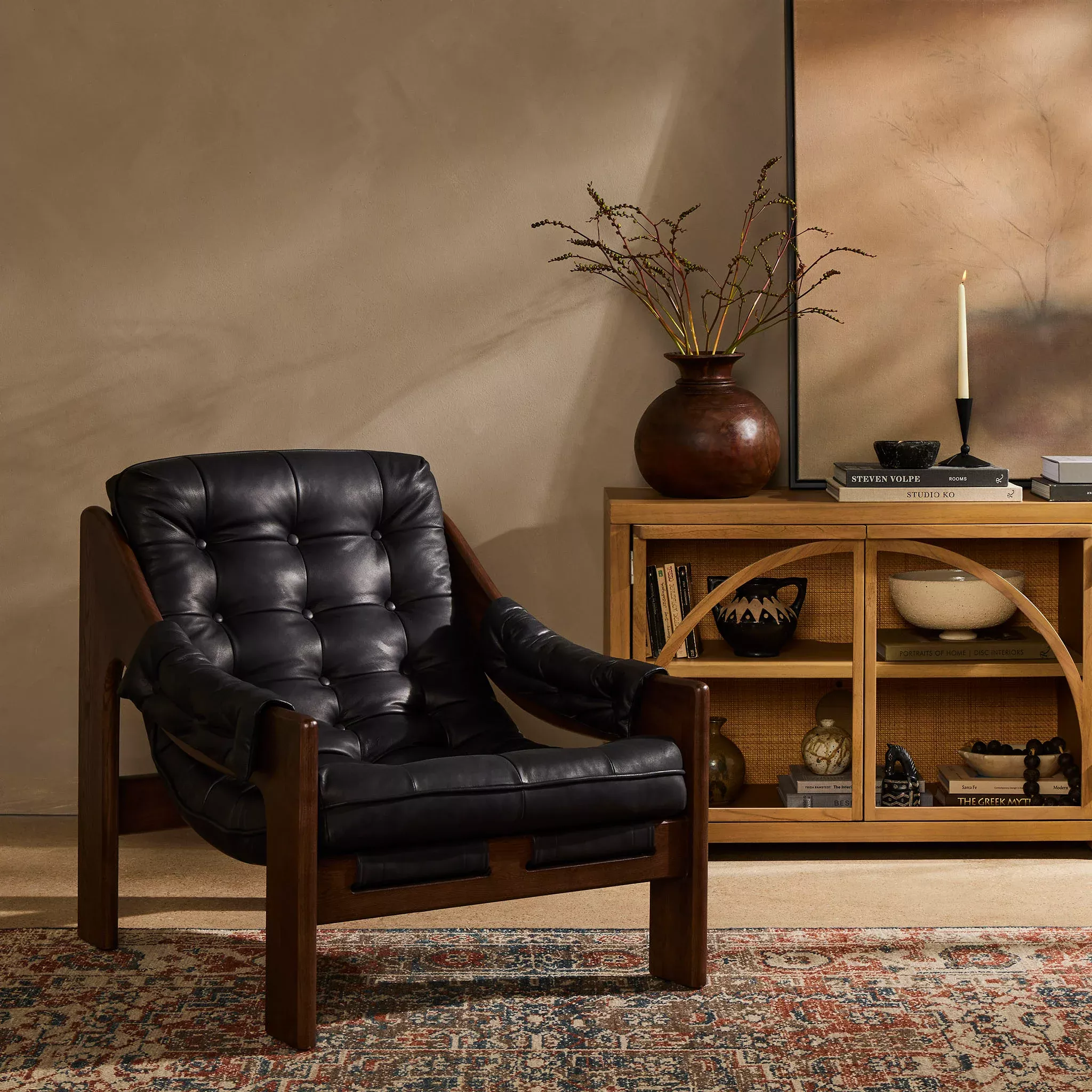 Four Hands Halston Chair in Heirloom Black