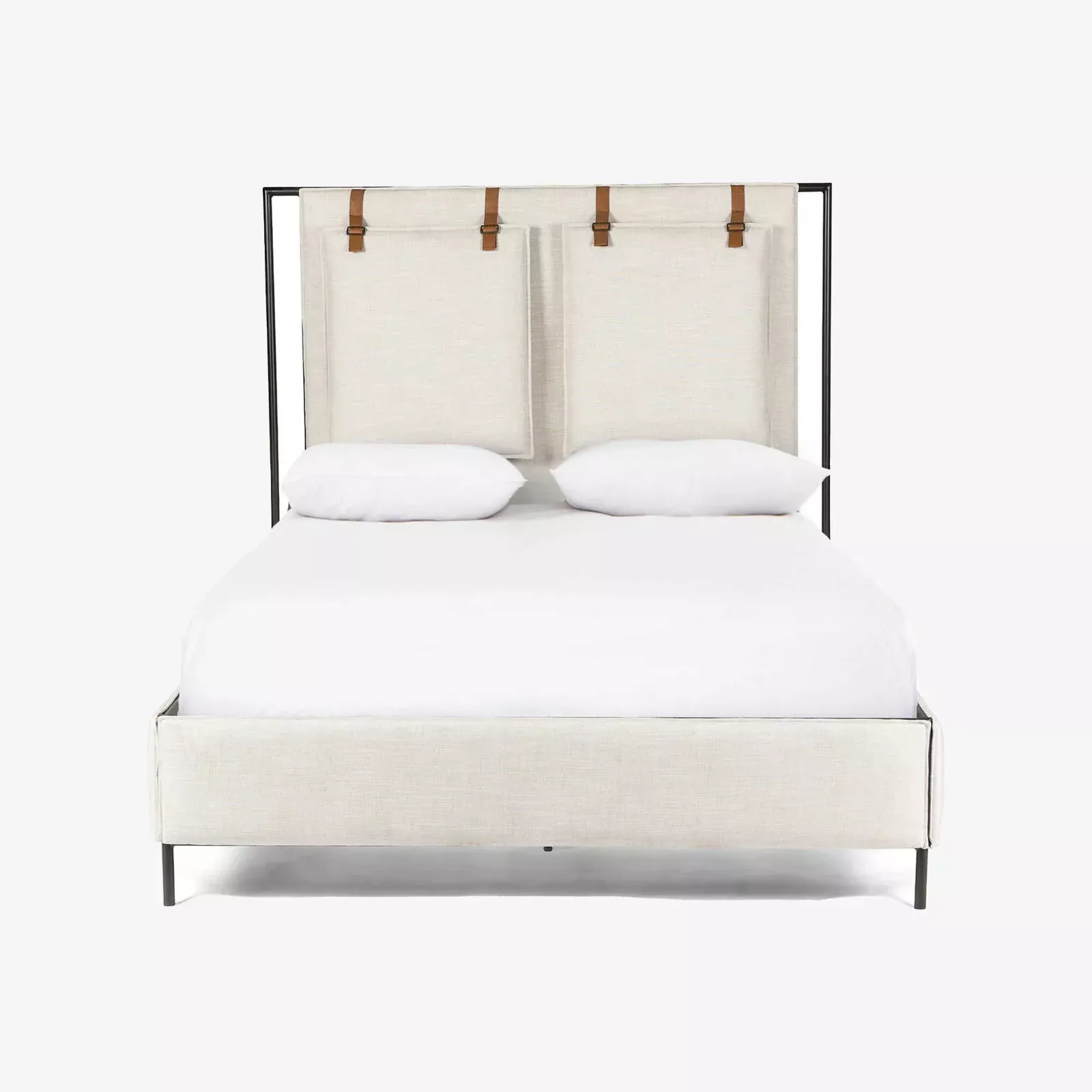 Four Hands Queen Leigh Upholstered Bed in Hockney Ivory