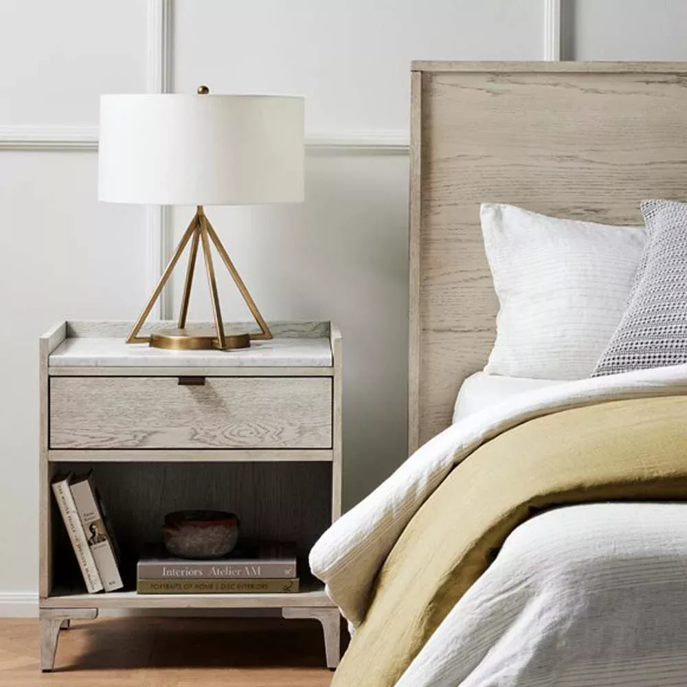 Four Hands Viggo Nightstand in Italian White Marble