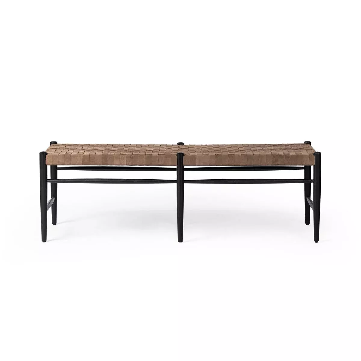Four Hands Wyatt Bench in Coffee Suede