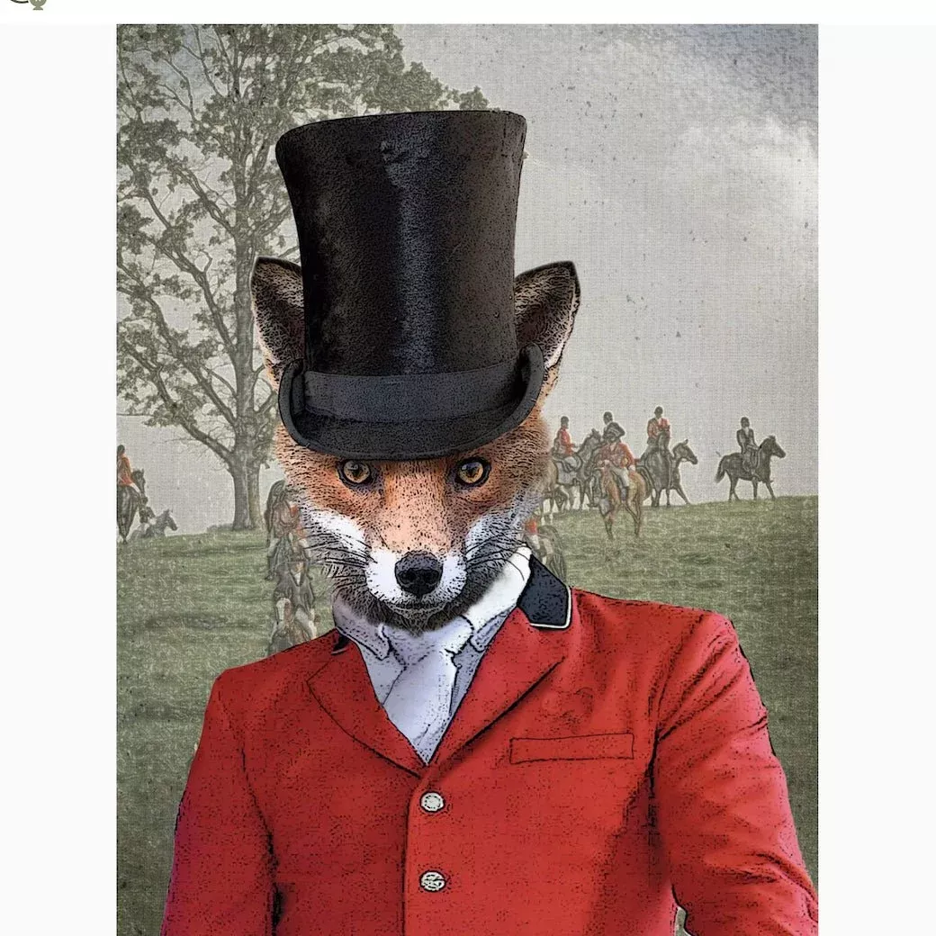 Fox Hunt Flour Sack Kitchen Towel