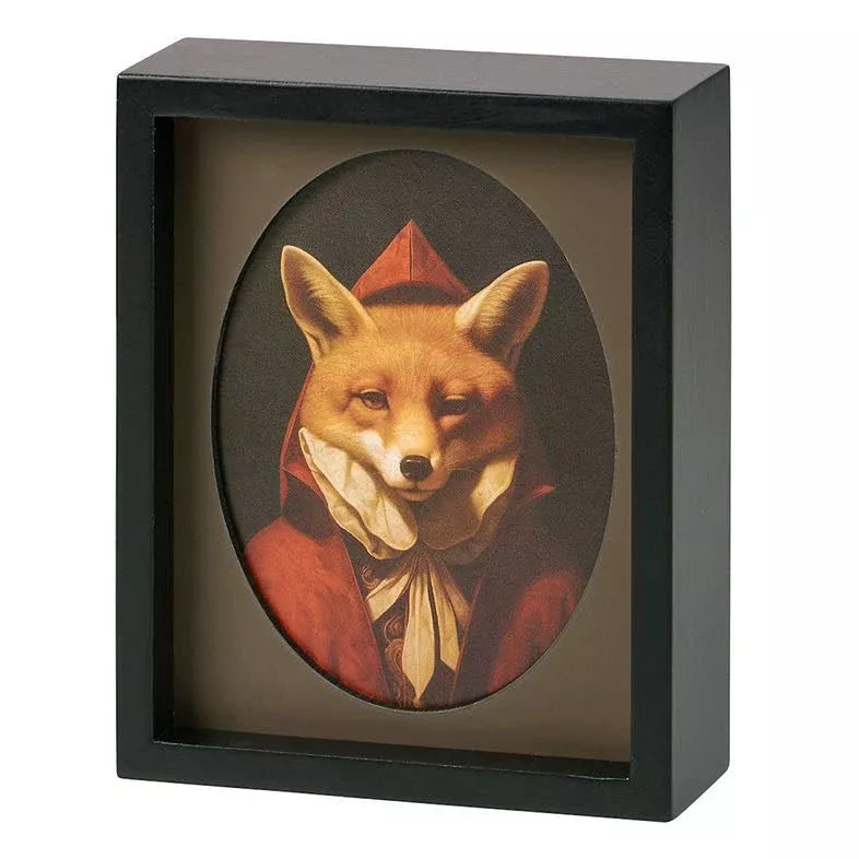 Fox in Victorian Cloak Print Inset Box Sign