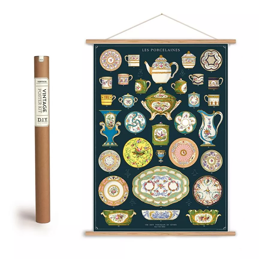 French Sevres Porcelain Art Poster + Hanging Kit