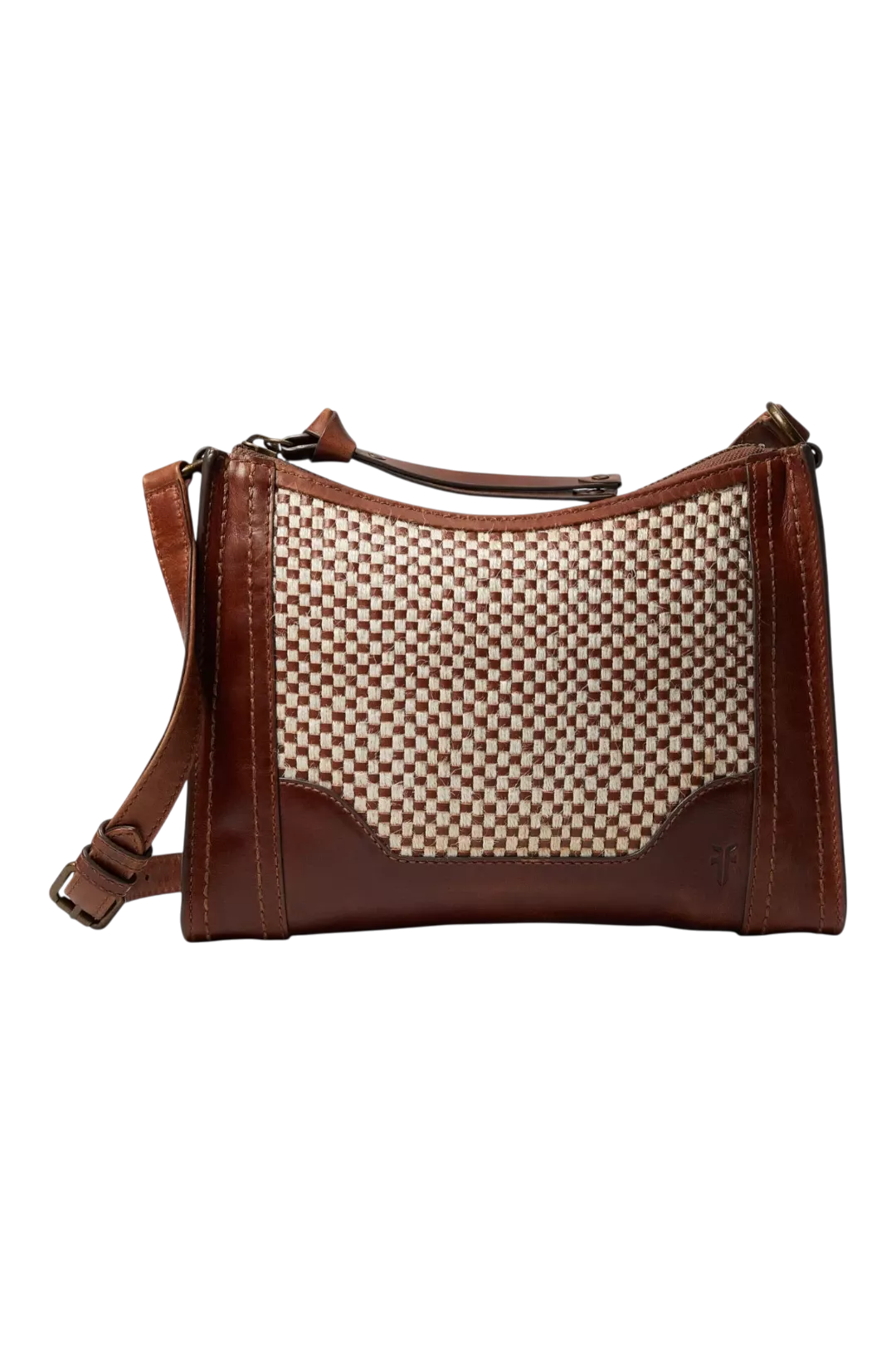 Frye Mackenna Woven Jute Zip Crossbody – Brown Multi