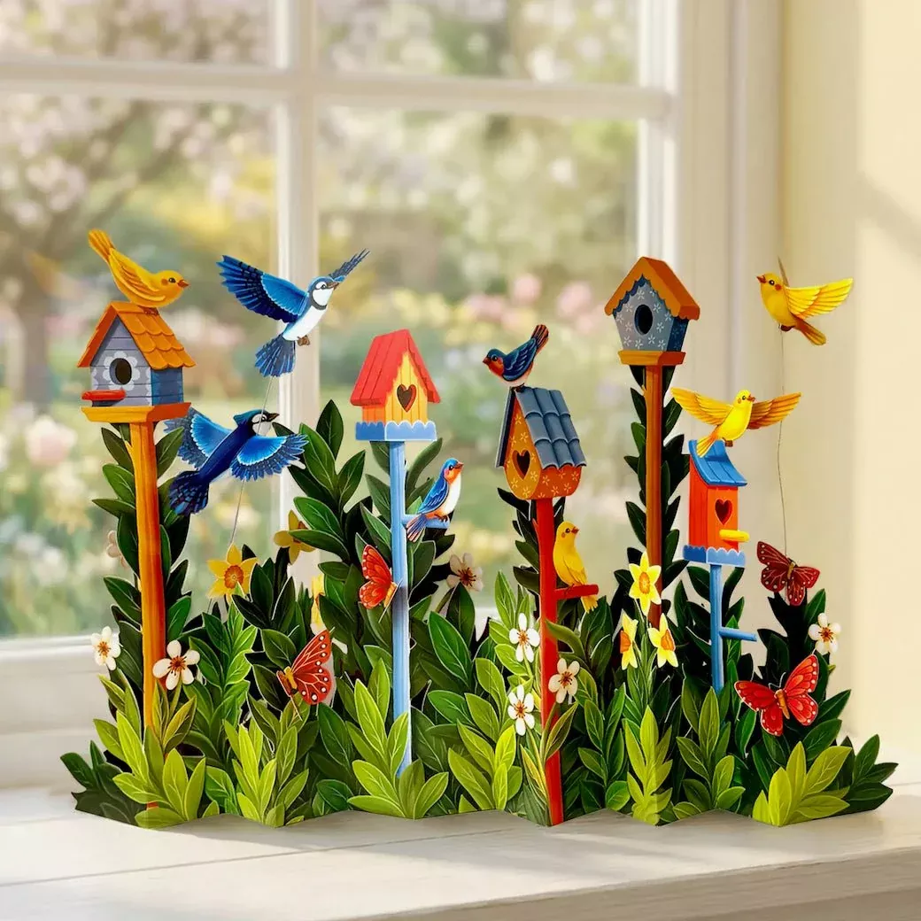 Full Size Birdhouse Garden Pop-Up Greeting Card