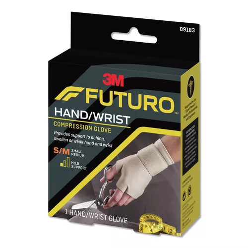 FUTURO 09183ENR 6.5 in. to 8 in. Fits Palm Size Energizing Support Glove - Small/Medium, Tan