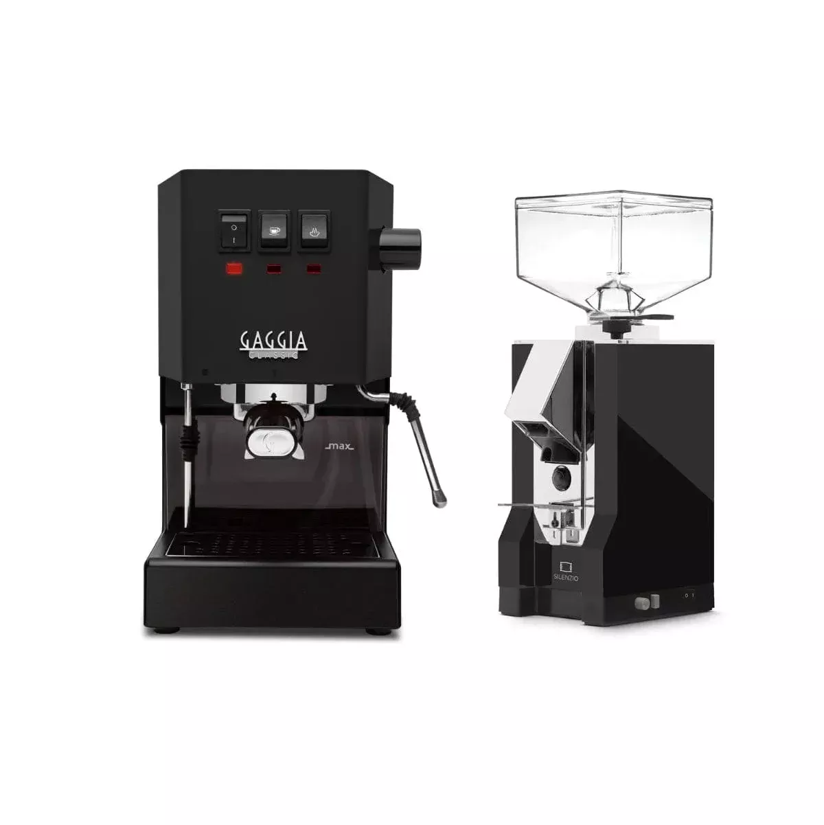 Gaggia Classic E24 Black & Eureka Mignon Silenzio 55 Matte Black Grinder Bundle