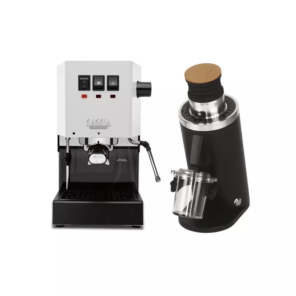 Gaggia Classic E24 White & DF54 Grinder Black Bundle