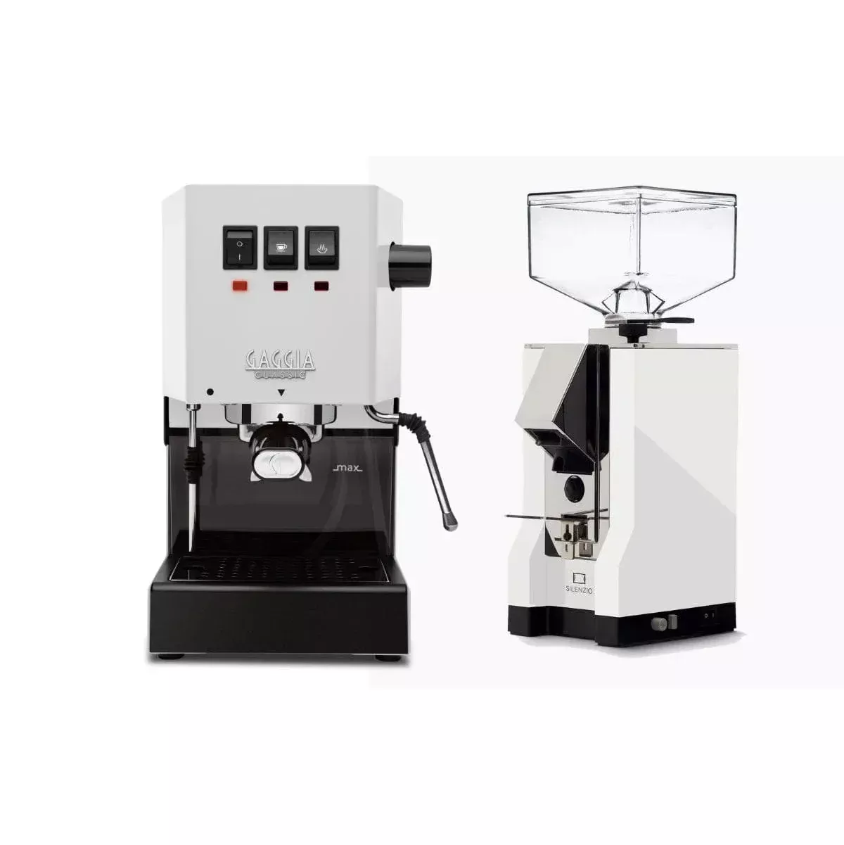 Gaggia Classic E24 White & Eureka Mignon Silenzio 55 White Grinder Bundle