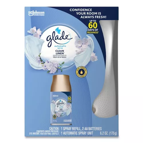 Glade 306038 Clean Linen Automatic Spray Starter Kit - White/Gold (4/Kit)