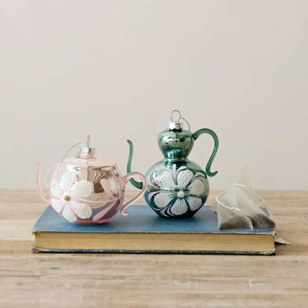 Glass Reproduction Tea or Coffee Pot Ornament, Choice of Style
