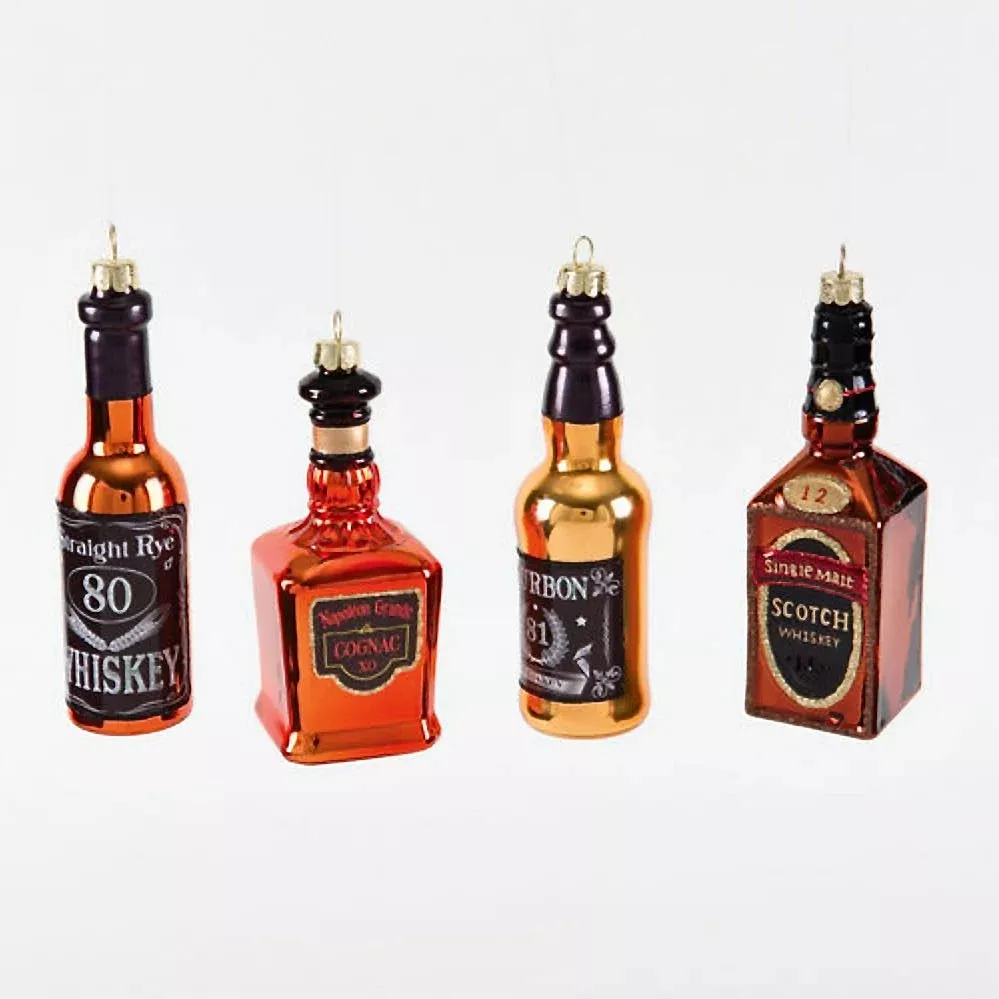 Glass Whiskey Bottle Christmas Ornaments CHOICE of Styles
