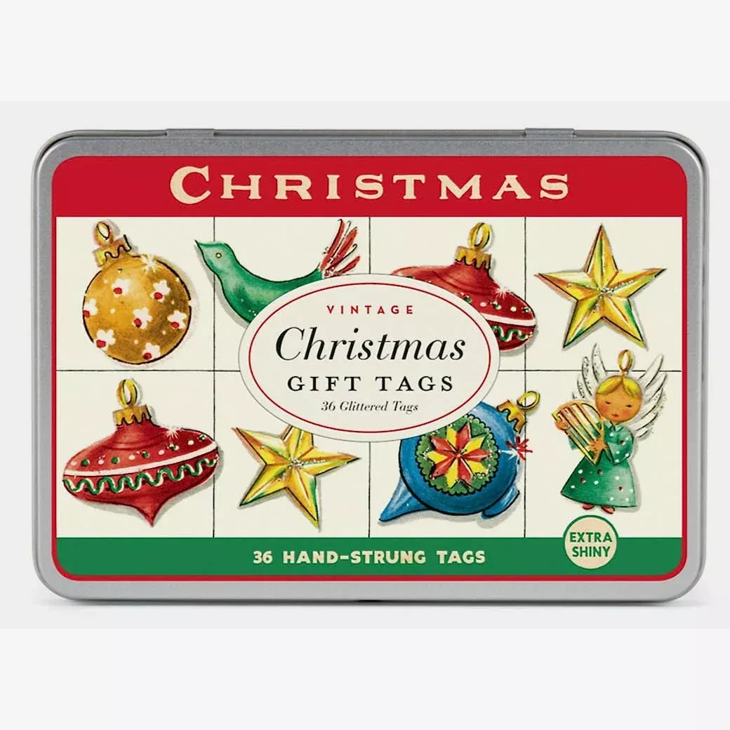 Glittered Vintage-Style Christmas Ornaments Gift Tags