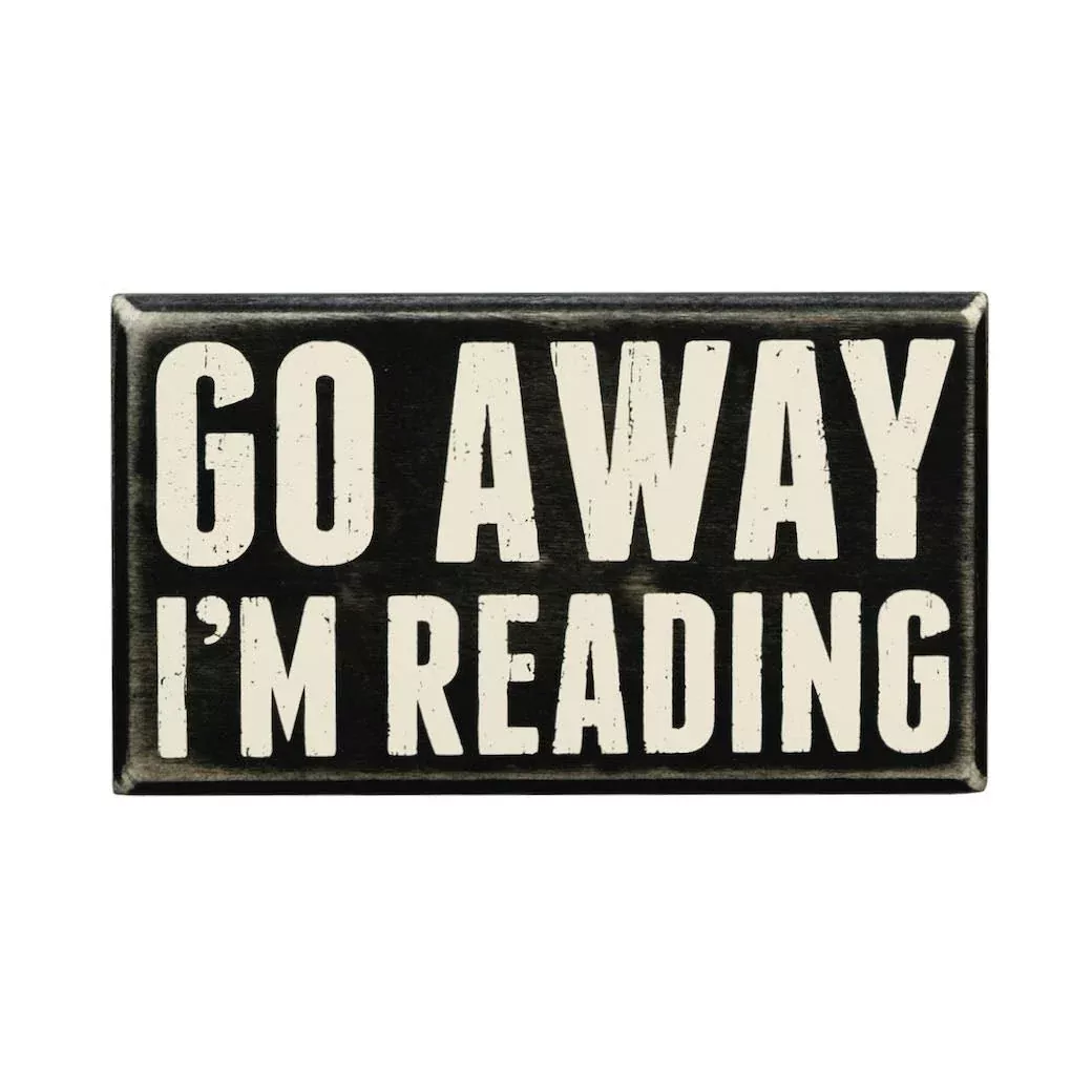 Go Away I’m Reading Wooden Box Sign