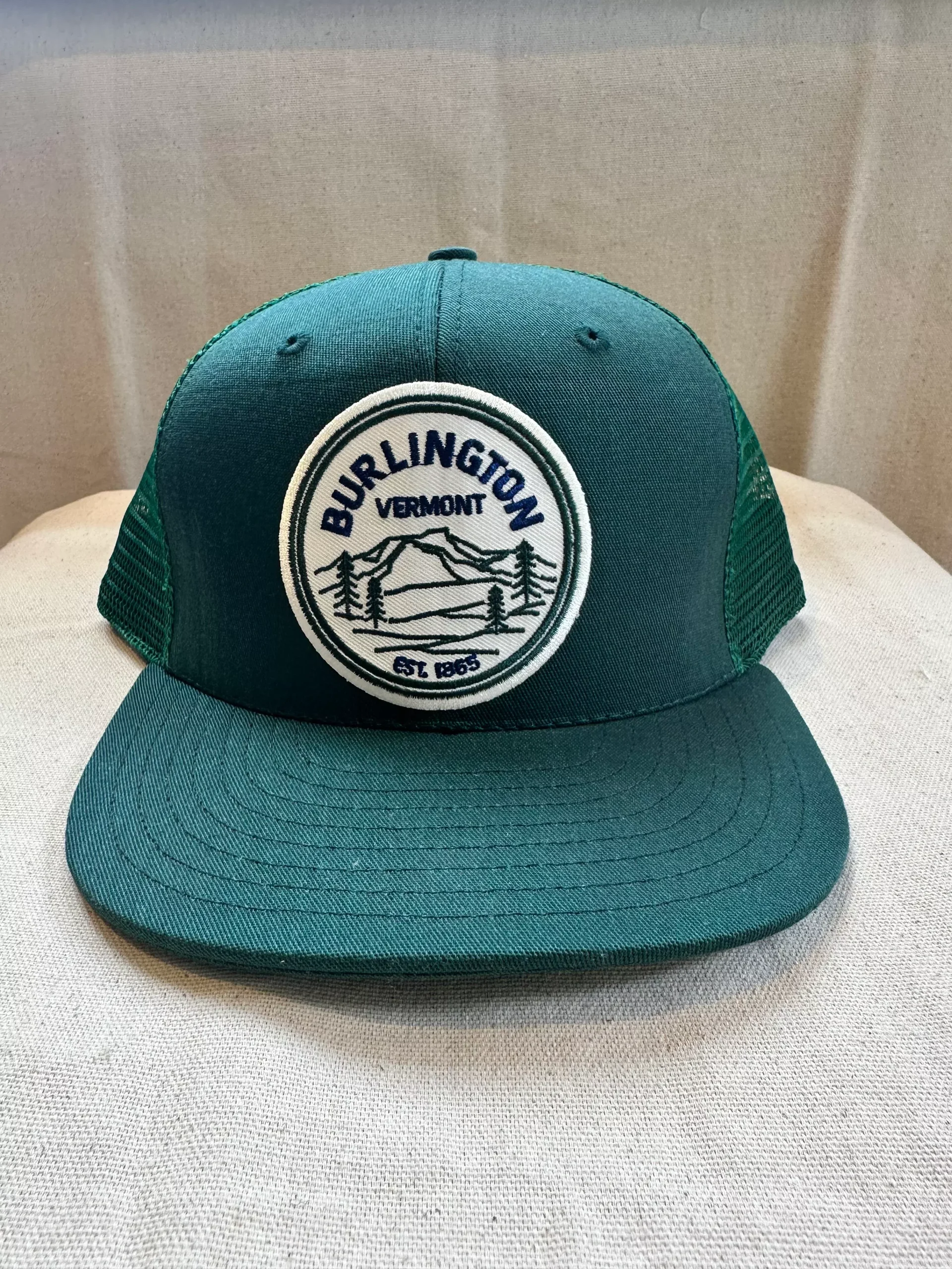 Green Hat with Burlington Mountains Patch
