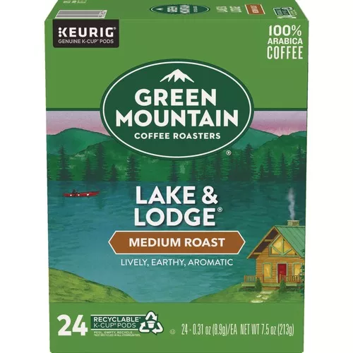 Green Mountain Coffee 5000359049 Medium Roast Lake and Lodge Coffee K-Cups (24/Box)