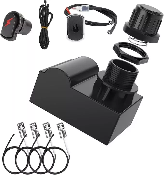 Grill Igniters for Charbroil Ignitor Replacement Kit, 4-Outlets Electronic Ignition Module with Wires G511-0055-W1 and 2 Push Buttons Igniter for Charbroil Surefire Ignition Systems