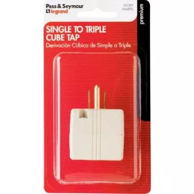 Grounded Triple Cube Adapter – Ivory