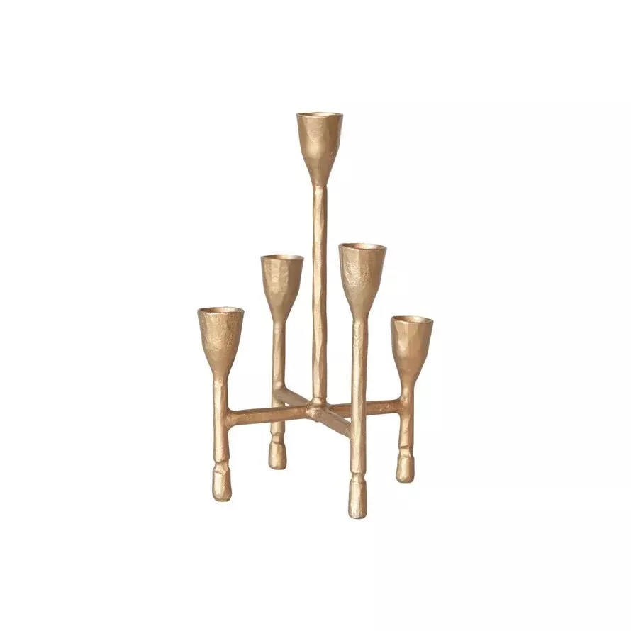 Hand-Forged Metal Candelabra Antique Gold Finish