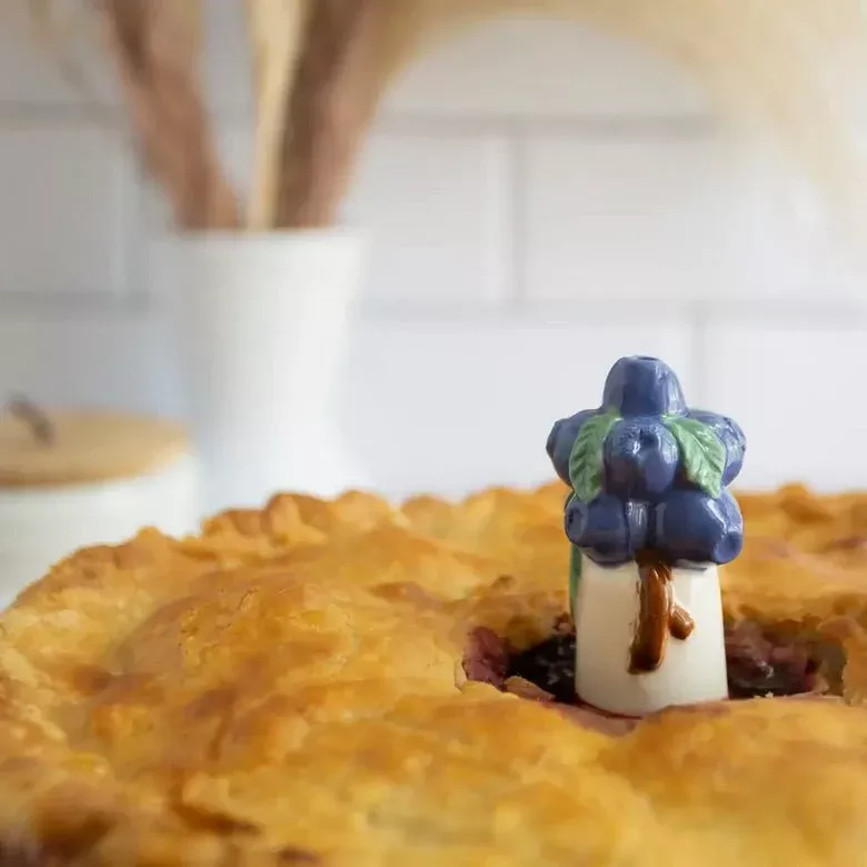 Hand-Painted Blueberry Pie Vent Ceramic Porcelain Pie Bird