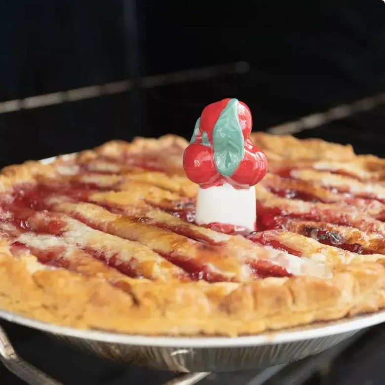 Hand-Painted Cherry Pie Vent Ceramic Porcelain Pie Bird