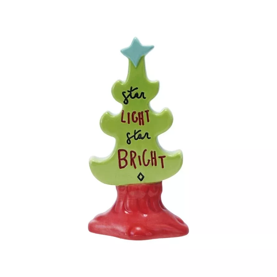 Hand-Painted Holiday Stoneware Tree "Star Light Star Bright"
