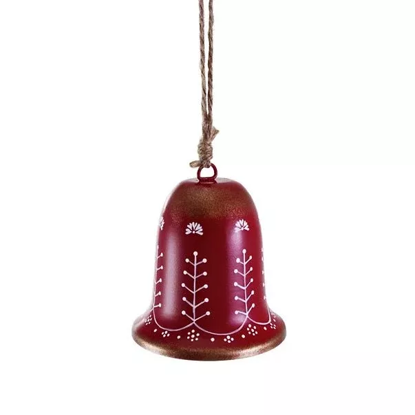 Hand-Painted Metal Scandi Christmas Bell Ornament