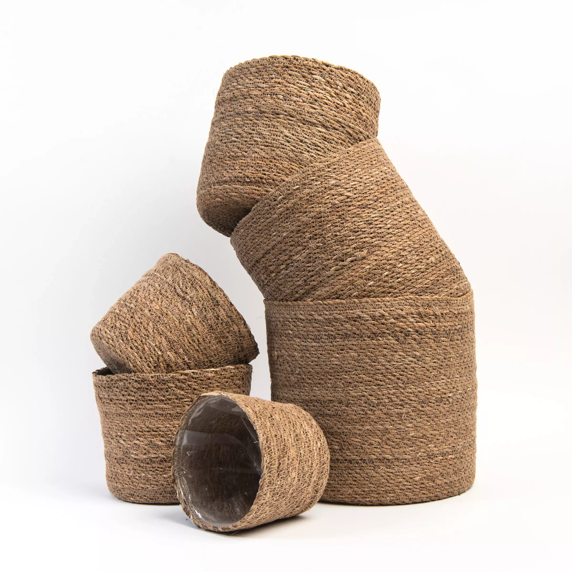 Hand-Woven Baskets with Plastic Lining