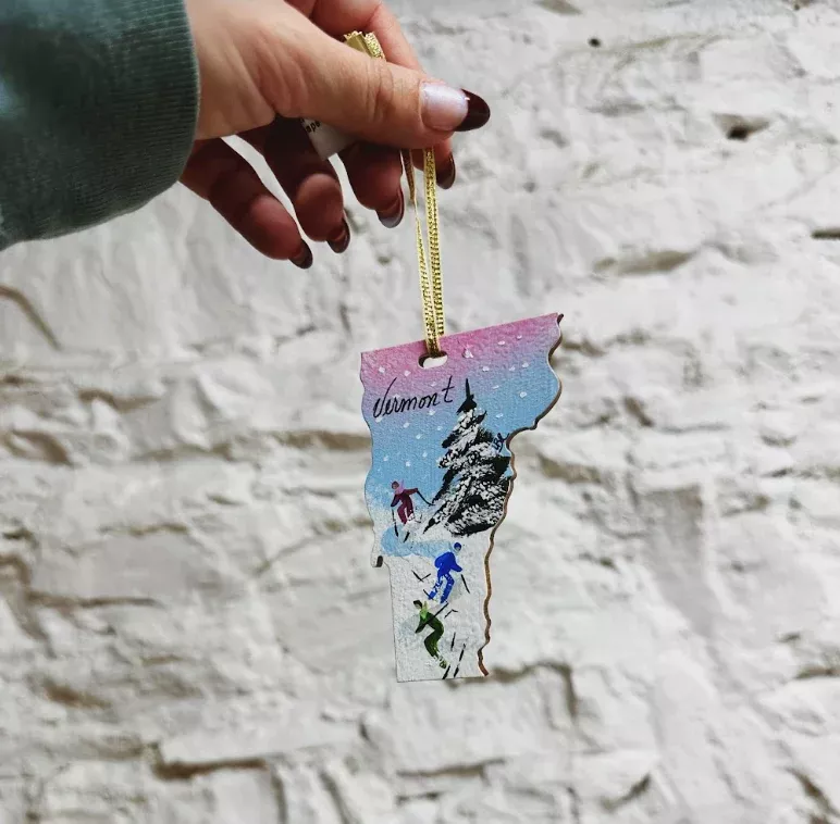 Handpainted Vermont Shape Ornament