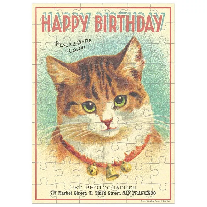 Happy Birthday Cat Puzzle Greeting Card