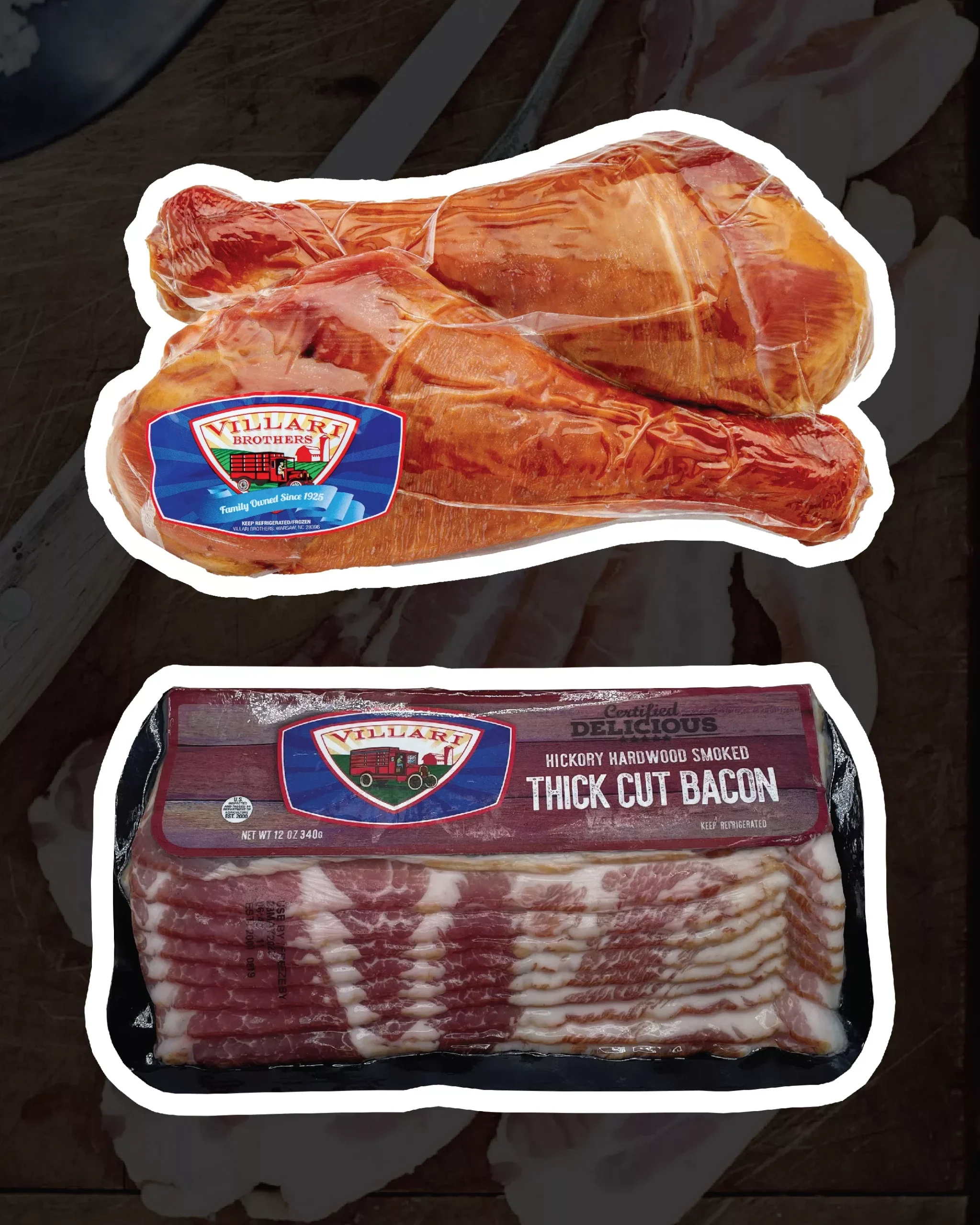 Hardwood Smoked Turkey Drumsticks & Pork Bacon Kit