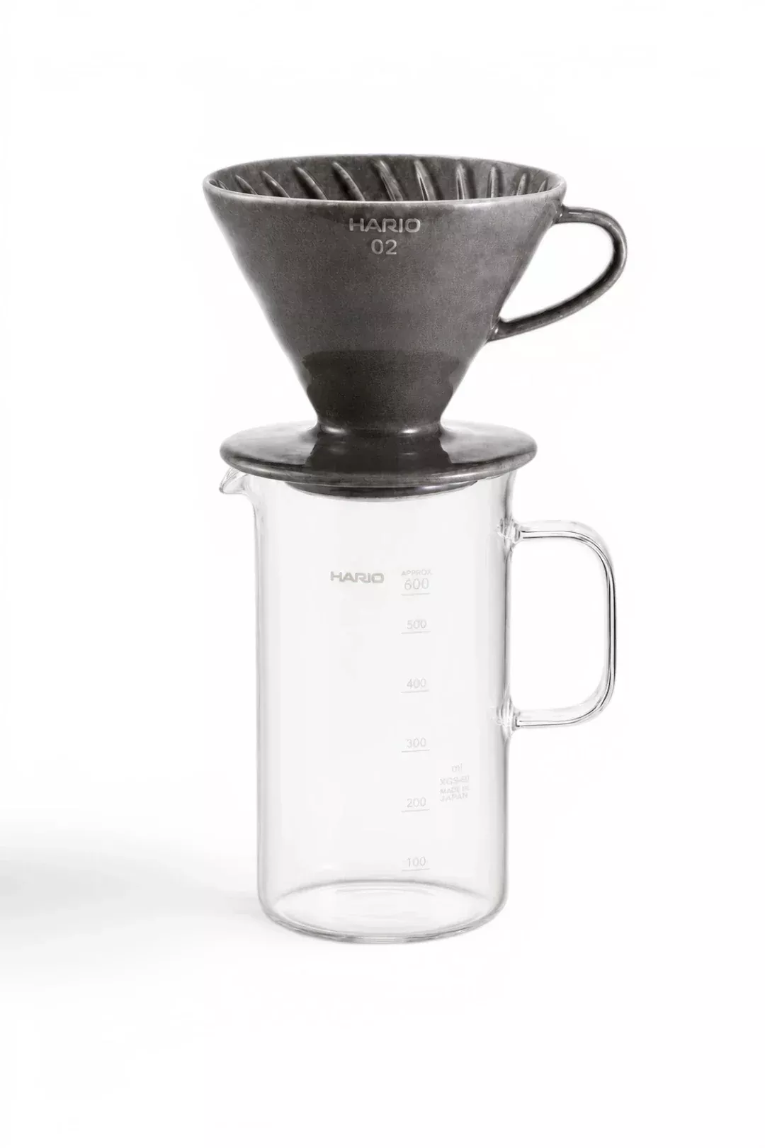 Hario V60 Ceramic Dripper & Beaker Server Set (Size 02) - Gray