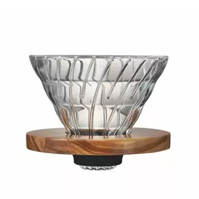 Hario V60 Glass Dripper Olive Wood Holder 02