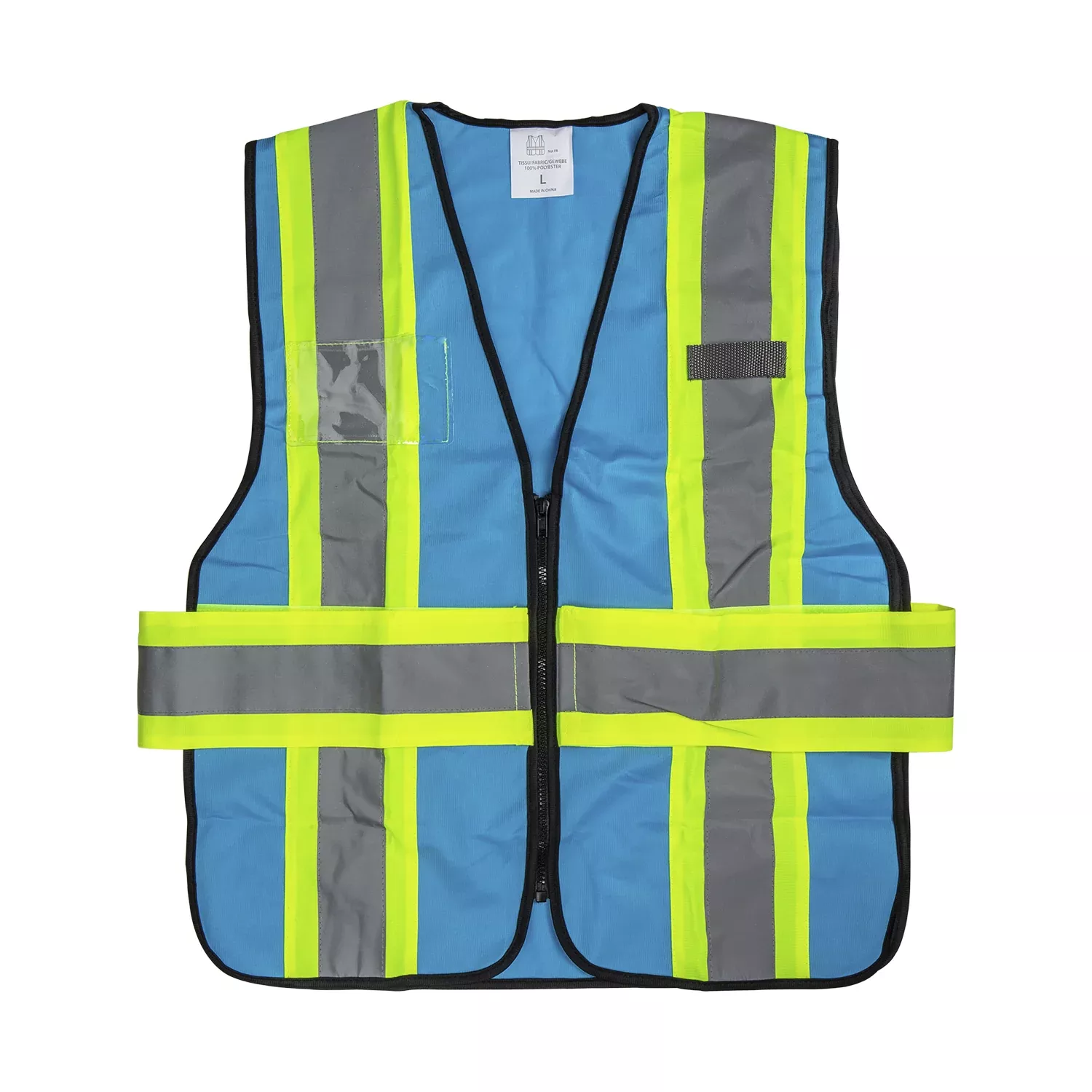 High Visibility Reflective Safety Vest with Zipper Fastening (Blue), Large - 1 pc