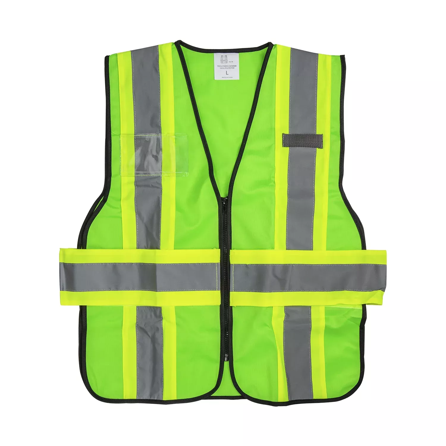 High Visibility Reflective Safety Vest with Zipper Fastening (Green), Large - 1 pc