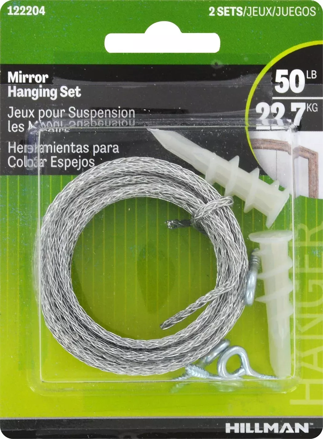 Hillman 50lb Heavy-Duty Picture Hanging Set – 10ft