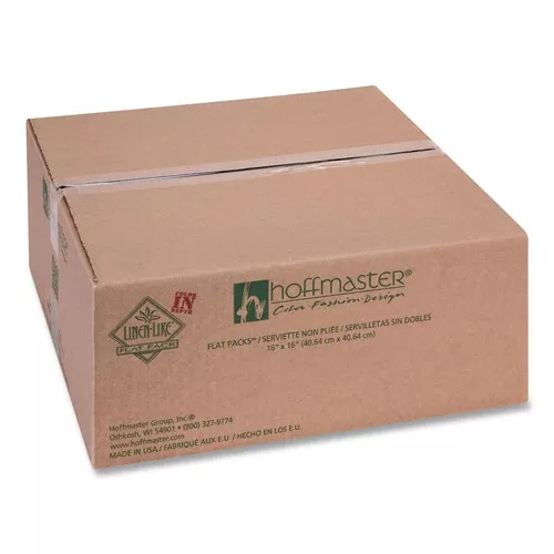 Hoffmaster 253263 Airlaid 15.5 in. x 15.5 in. 1 Ply Flat Pack Napkins - White (1000/Carton)