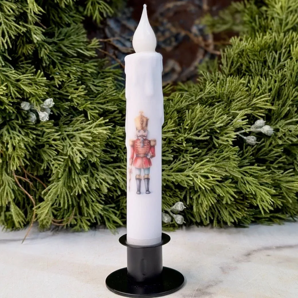 Holiday Nutcracker LED Battery Operated Taper Candle